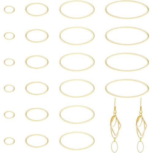 Ershi-80pcs 4 Tailles Anneaux De Liaison Plaqués Or 24 Carats Ovales Doré Creux Lunette Ouverte Connecteur Pendentif Cadre Creux A[1