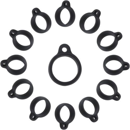 Ershi-50pcs Anneaux En Caoutchouc De Silicone Bande Anti-Perte Noir Support De Bague Réglable 13mm Étuis Polyvalents Collier Laniè[4