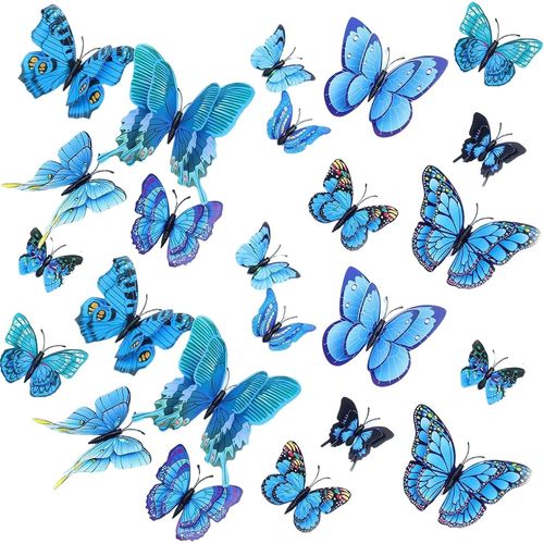 ERSHI-Lot de 24 autocollants muraux 3D en forme de papillon double couche pour chambre de fille, décoration murale pour maison, ja[6