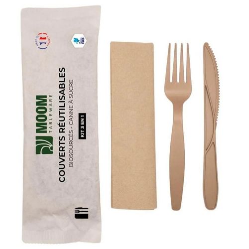Kit Couverts 3 En 1 Fourchette Couteau Serviette Made In France