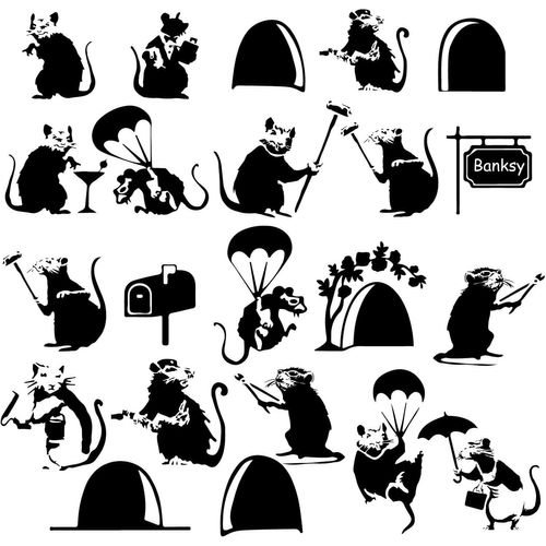 ERSHI-Lot de 22 Autocollants Muraux Amovibles avec 3D Trous de Souris Stickers Muraux pour Décoration Murale de Cuisine Chambre D'[5