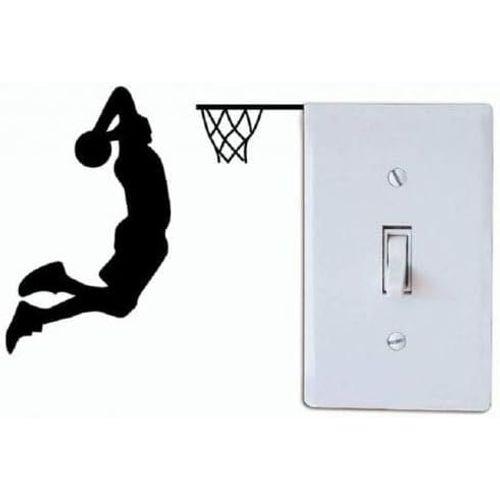 ERSHI-Joueur De Basketball Dunk Silhouette Interrupteur De Lumière Sticker Cartoon Sport Décoration Murale en Vinyle - Noir 11 X 1[8