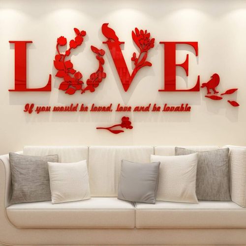 ERSHI-3D LOVE Miroir Stickers Autocollants Muraux Fleurs pour Décoration de la Maison Stickers Muraux Autocollant Mural pour Salon[4