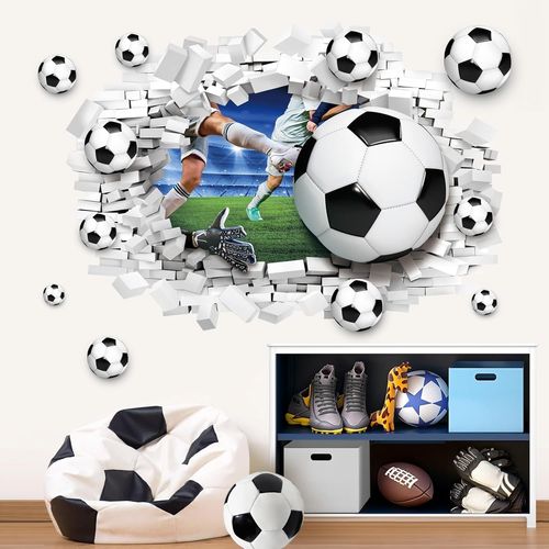 ERSHI-Stickers Muraux Football 3D Autocollant Mural Football Joueurs Sport Décoration Murale Chambre Garçon Chambre Enfants Chambr[9