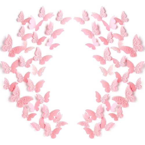 ERSHI-120 Pièces 60 Paires Décoration Murale Papillon en Couches 3D Autocollants Papillon Amovibles Stickers Muraux Creux Artisana[9