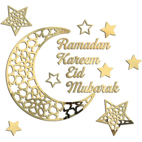 ERSHI-Décorations Ramadan 2024, 3D DIY Eid Mubarak Autocollants Muraux Art Décor, Ramadan Kareem Lune Étoile Décalques Muraux Acry[1