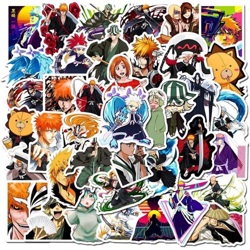 Ershi-Lot De 50 Autocollants Bleach Anime Pour Ordinateur Portable, Pare-Chocs, Planche À Roulettes, Bouteilles D'eau, Ordinateur,[1