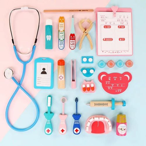 6pcs - Ensemble De Jouets De Jeu De Simulation De Médecin Et D'infirmière En Bois Pour Enfants, Cosplay, Accessoires De Dentiste, Outils Pour Enfants, Cadeaux De Médecin