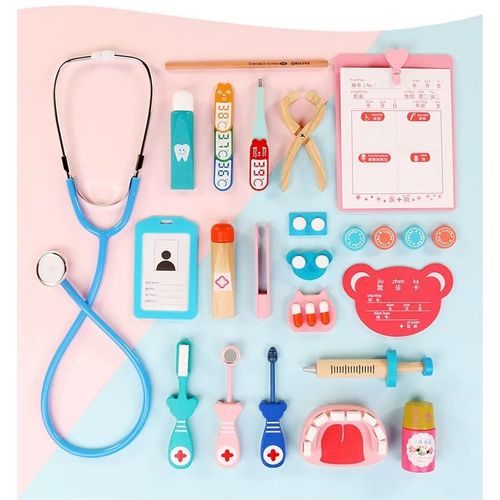 20pcs - Ensemble De Jouets De Jeu De Simulation De Médecin Et D'infirmière En Bois Pour Enfants, Cosplay, Accessoires De Dentiste, Outils Pour Enfants, Cadeaux De Médecin