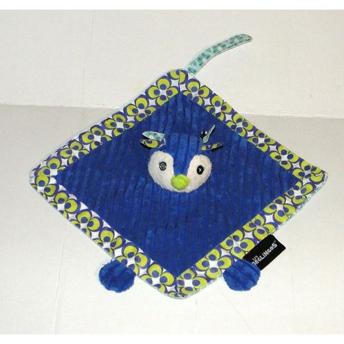 Doudou Pingouin Deglingos Frigos Plat Cotelé Bleu