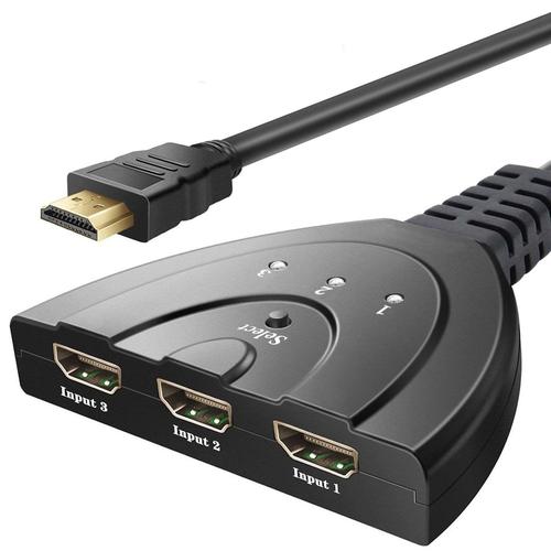 Switch HDMI 3 Ports Avec Câble Pigtail Commutateur Répartiteur Connecteur Haute Vitesse 3D Support 1080p pour HDTV, PC, PS3, Xbox One, Xbox360, Projecteur, STB, Nintendo Switch, lecteur DVD Blu-ray, décodeur câble, etc.