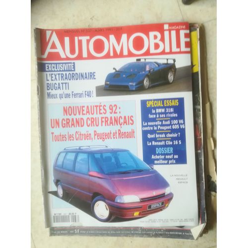 L Automobile Magazine 537 De 1991 Audi 2.8e V6,Peugeot 605 3.0 V6,Clio 16s,Mazda 323 Glx 1500,Alfa 33 1.3 Sw,Ford Escort Clipper 1.6 Clx,Opel Kadett 1.6s Exclusive,Fiat Tempra Sw,Peugeot 405 Srd Turbo