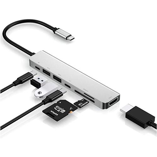 Hub USB C pour MacBook Air, MacBook Pro avec HDMI 4K 60Hz, Power Delivery 87W, Ports USB et Lecteur de cartes SD/TF