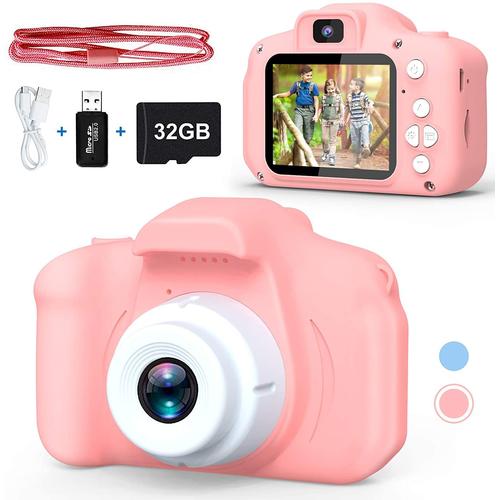Caméra pour enfants résistante aux chocs, Meilleurs cadeaux d'anniversaire pour enfants de 3 à 10 ans, Vidéo HD numérique avec carte SD de 32 Go