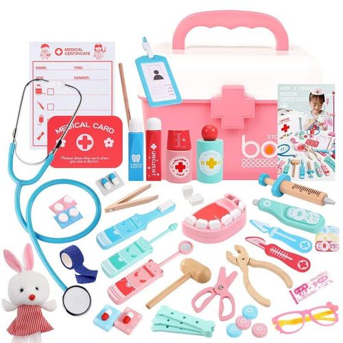 Tm-Qnf - Jouet En Bois Pour Enfants, Jeu De Simulation De Médecin, Ensemble De Dentiste, Contrôle Des Dents, Cosplay, Fille Et Garçon