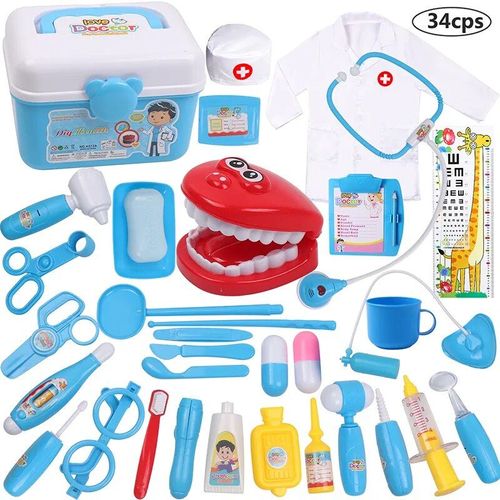 Jouets De Dentiste Pour Enfants, Kit Médical Avec Son Léger Pour Les Tout-Petits, Valise Portable, Jeu De Rôle, Cadeau, 34 Pièces