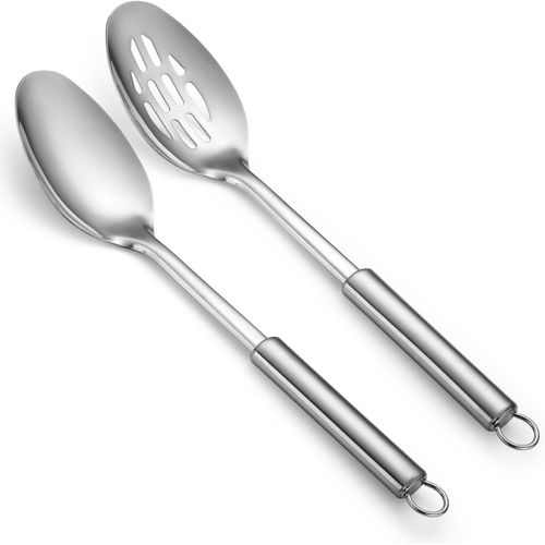 Ershi-Ensemble De Cuillères De Cuisine En Acier Inoxydable Solide À Fente, Ensemble D'ustensiles De Cuisine, Mélange, Service, Mél[7