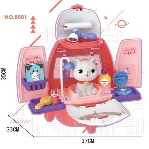 Jouets De Simulation D'alimentation Pour Enfants, Toilettage D'animaux, Soins De Médecin, Sac D'espace De Jeu, Chat, Chien, Lapin, Jouets Vétérinaires Pour Filles Et Garçons