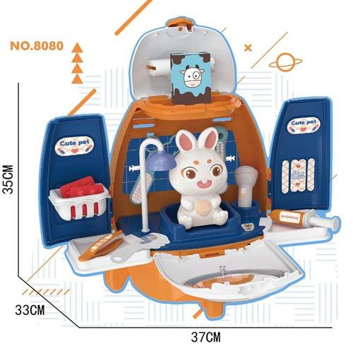 Jouets De Simulation D'alimentation Pour Enfants, Toilettage D'animaux, Soins De Médecin, Sac D'espace De Jeu, Chat, Chien, Lapin, Jouets Vétérinaires Pour Filles Et Garçons