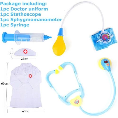 1ysf B 1xyj 1tzq 1zt - Jouets De Docteur Pour Enfants, Stéthoscope, Jeu De Simulation D'infirmière, Uniforme De Robe Blanche, Jeux De Plis, Jouets D'apprentissage De La Médecine, Ddj