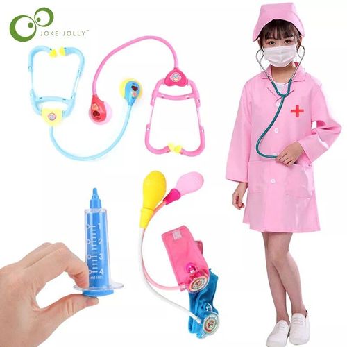 1hsf F 1xyj 1tzq 1zt - Jouets De Docteur Pour Enfants, Stéthoscope, Jeu De Simulation D'infirmière, Uniforme De Robe Blanche, Jeux De Plis, Jouets D'apprentissage De La Médecine, Ddj