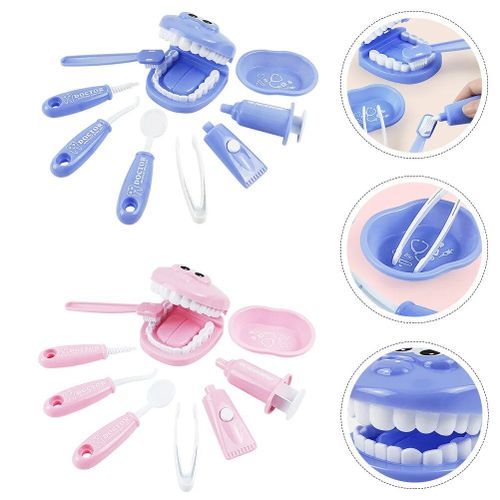 Rose-Mauve - Jouets Dentaires En Plastique Pour Enfants, Jouets De Cosplay, Apprentissage Précoce, Infirmière Orale, 2 Ensembles, 18 Pièces