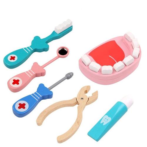 Jouets En Bois Pour Enfants, Jeu De Simulation, Dentiste, Médecin, Brosse À Dents, Modèle De Dents, Ensemble D'outils Pour Enfants