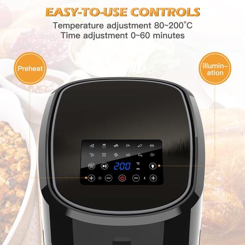 Friteuse sans Huile de 5,5L Air Fryer Avec Fenêtre Visible pour 4