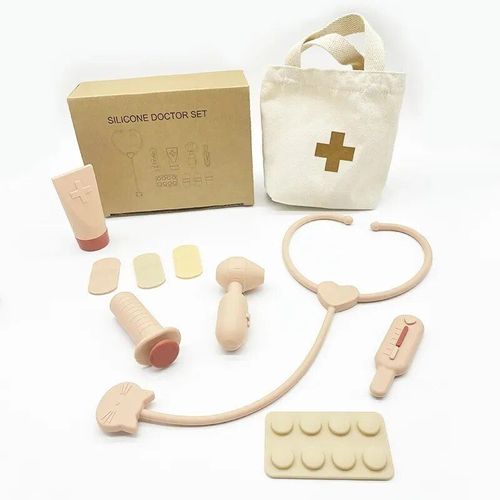 Rose - Kit De Docteur En Silicone Pour Filles Et Garçons, Jouets De Qualité Alimentaire, Ensemble D'infirmière De Sécurité, Jeux Pour Tout-Petits, Jouet D'apprentissage