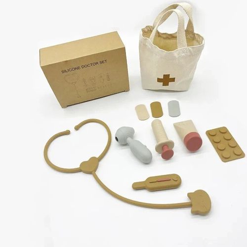 Taupe - Kit De Docteur En Silicone Pour Filles Et Garçons, Jouets De Qualité Alimentaire, Ensemble D'infirmière De Sécurité, Jeux Pour Tout-Petits, Jouet D'apprentissage