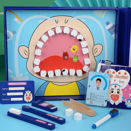 Kit De Dentiste Pour Enfants, Jouet Cadeau En Bois Pour éducation Précoce,  Kit De Médecin Pour Enfants Pour La Maison 