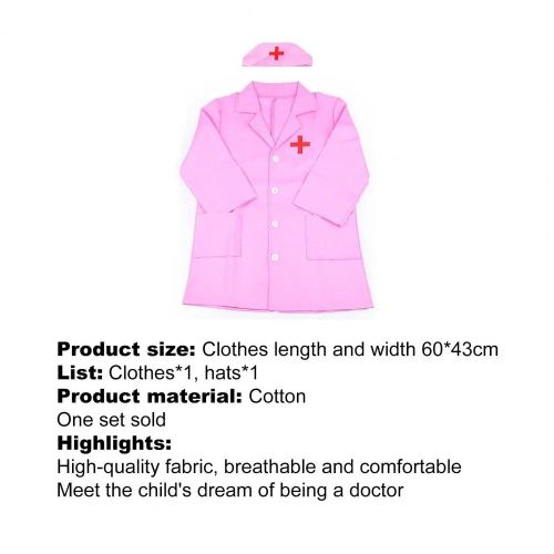Blanc - Robe D'isolation De Cosplay Pour Enfants, Facile À Nettoyer, Uniforme D'infirmière Pour Enfants, Jeu De Simulation, Médecins Imbibés, Confortable, 1 Ensemble