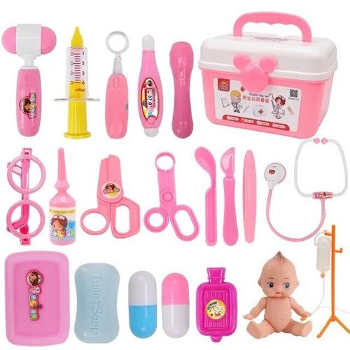 21pc Rose - Stéthoscope Pour Enfants, Valise Médicale, Éclairage Sonore, Jouets Pour Enfants, Ensemble De Médecin, Cosplay, Costume De Médecin, Cadeau