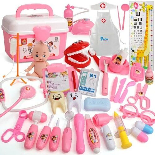 39pc Rose - Stéthoscope Pour Enfants, Valise Médicale, Éclairage Sonore, Jouets Pour Enfants, Ensemble De Médecin, Cosplay, Costume De Médecin, Cadeau