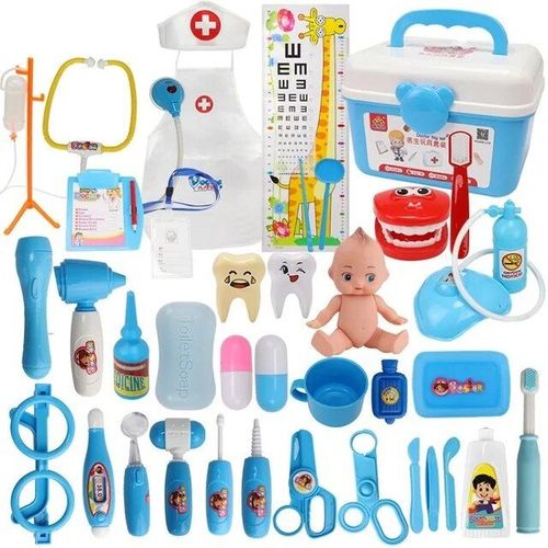 39pc Bleu - Stéthoscope Pour Enfants, Valise Médicale, Éclairage Sonore, Jouets Pour Enfants, Ensemble De Médecin, Cosplay, Costume De Médecin, Cadeau