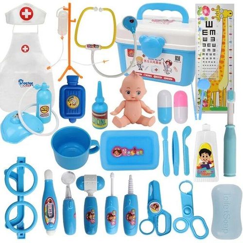31pc Bleu - Stéthoscope Pour Enfants, Valise Médicale, Éclairage Sonore, Jouets Pour Enfants, Ensemble De Médecin, Cosplay, Costume De Médecin, Cadeau