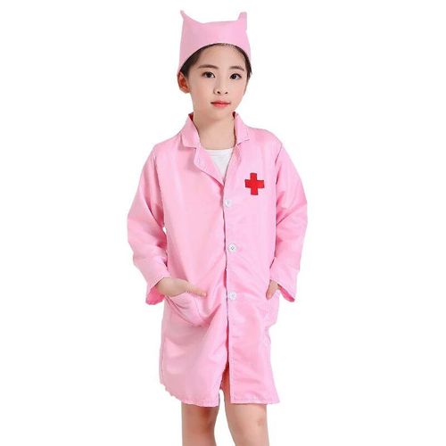 Rose 4t - Uniformes D'infirmière Médecin Pour Enfants, Costume De Jeu Pour Filles Et Garçons, Manteau Croisé Pour Enfants, Ensemble De Jouets De Fête Cosplay