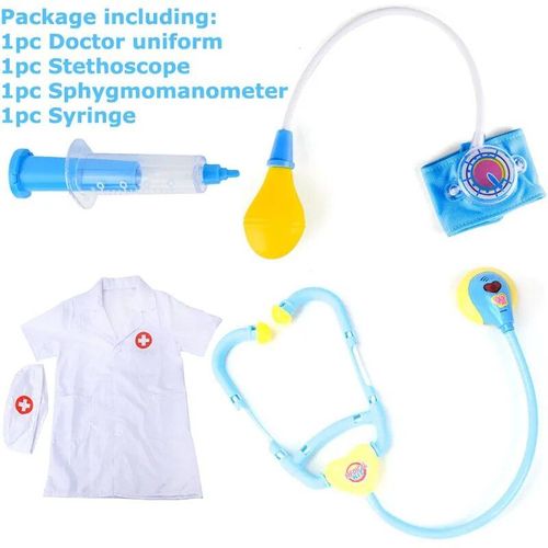 1ysf B 1xyj 1tzq 1zt - Uniforme D'infirmière À Manches Courtes, Robe Blanche, Jouets Pour Enfants, Stéthoscope, Jeux De Rôle, Jouet D'apprentissage De La Médecine Wyw