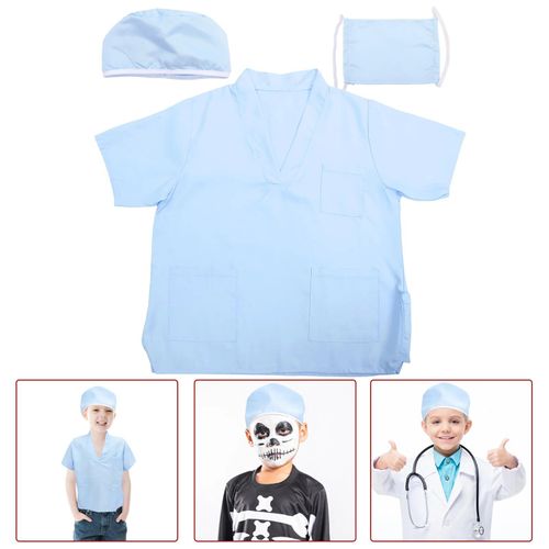 Bleu Ciel - Vêtements De Docteur Décoratifs Pour Enfants, Fournitures De Cosplay De Performance, Costume De Laboratoire, Manteau De Stéthoscope, Robes Lavables Pour Tout-Petits