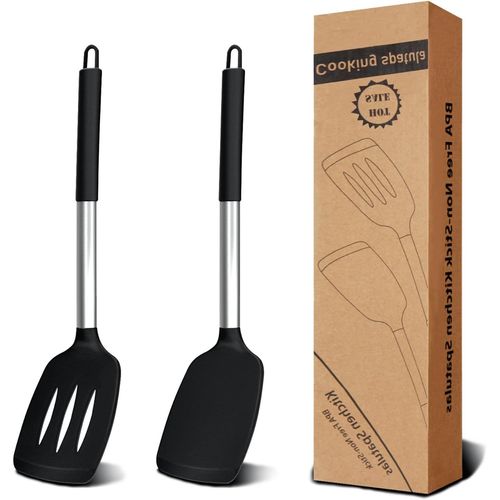 Ershi-Spatule Silicone,Ensemble De 2 Spatules Cuisine, Résistant À La Chaleur, Set D'ustensiles De Cuisine, Spatule En Silicone Sa[1
