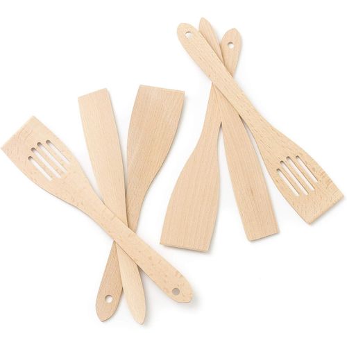 Ershi-Tuuli Kitchen Enseble De Ustensiles Cuisine Bois De Hêtre (6x Spatule 30cm)[728]