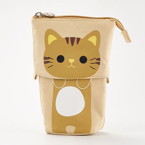 Trousse Zippée 2 En 1 Trousse À Crayons Pour Chat Pop Up Support Télescopique Trousse Cosmétique Papeterie Boîte De Rangement Pour Garçons Et Filles Blanc