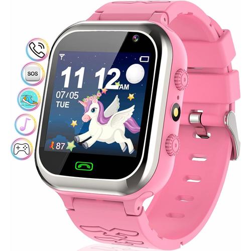 Montre Connectée Enfant Intelligente Two-Way Call Smartwatch Téléphone Sos Jeux Réveil Rose