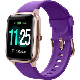 Montre Connectée Femme Homme Smartwatch Bluetooth Pour Android Ios Podometre Or Violet