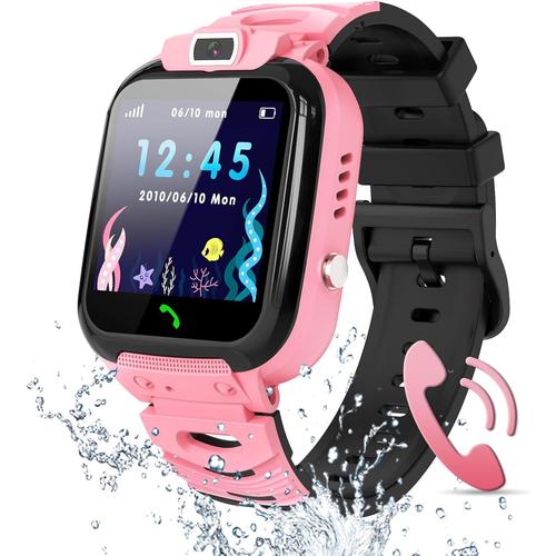 Montre Gps Pour Enfants Avec Appels Et Chat Vocal Résistante À L'eau Rose