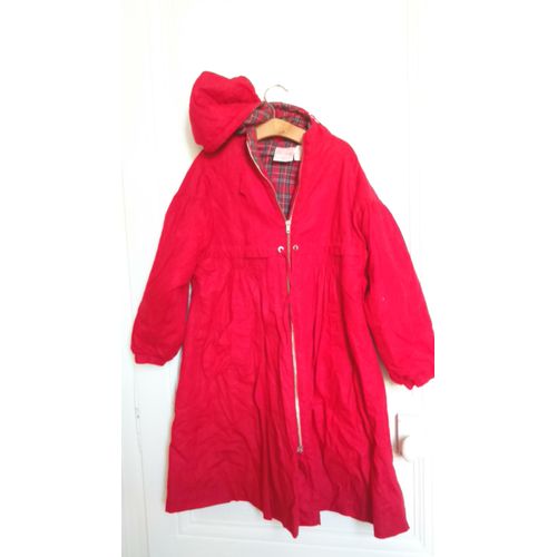 Magnifique Manteau Fille Rouge Foncé &#34rené Derhy&#34 Taille 8 Ans Idée Cadeau