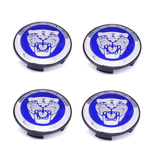 Lot De 4 Centre De Roue Cache Moyeu Pour 59mm Jaguar Xj Xfl Xel Xk X-Type E-Type -Bleu