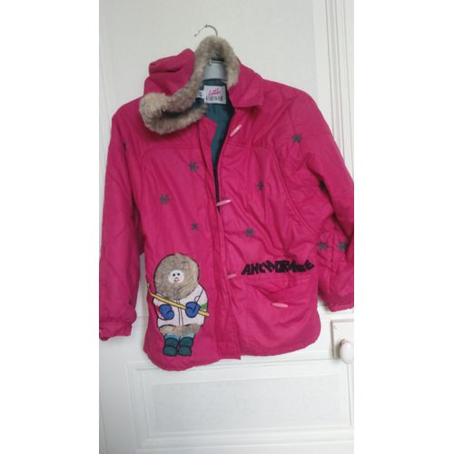 Jolie Doudoune Fille Fushia Motif Esquimeau Taille 10 Ans