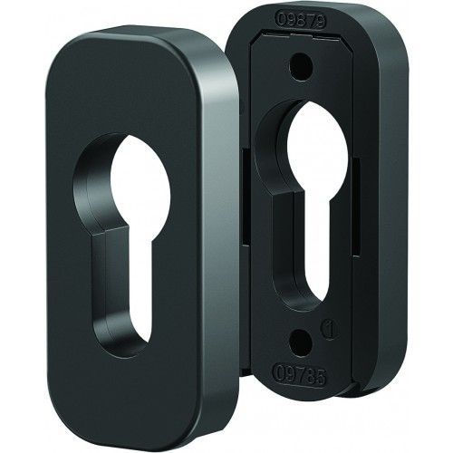 Paire de rosaces en zamak clé I fixation invisible pour béquilles Quad - noir mat VACHETTE