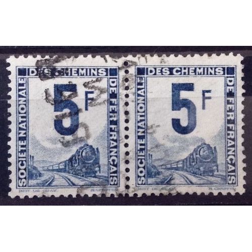 Colis Postaux - Petits Colis - 5f Bleu (Très Joli N° 4) - Paire Obl - Cote 4,60 - France Année 1944 - Brn83 - N26628
